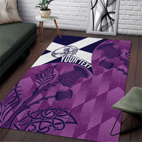 Scotland Rugby Custom Area Rug Go Scottish Thistle Purple Version - Wonder Print Shop