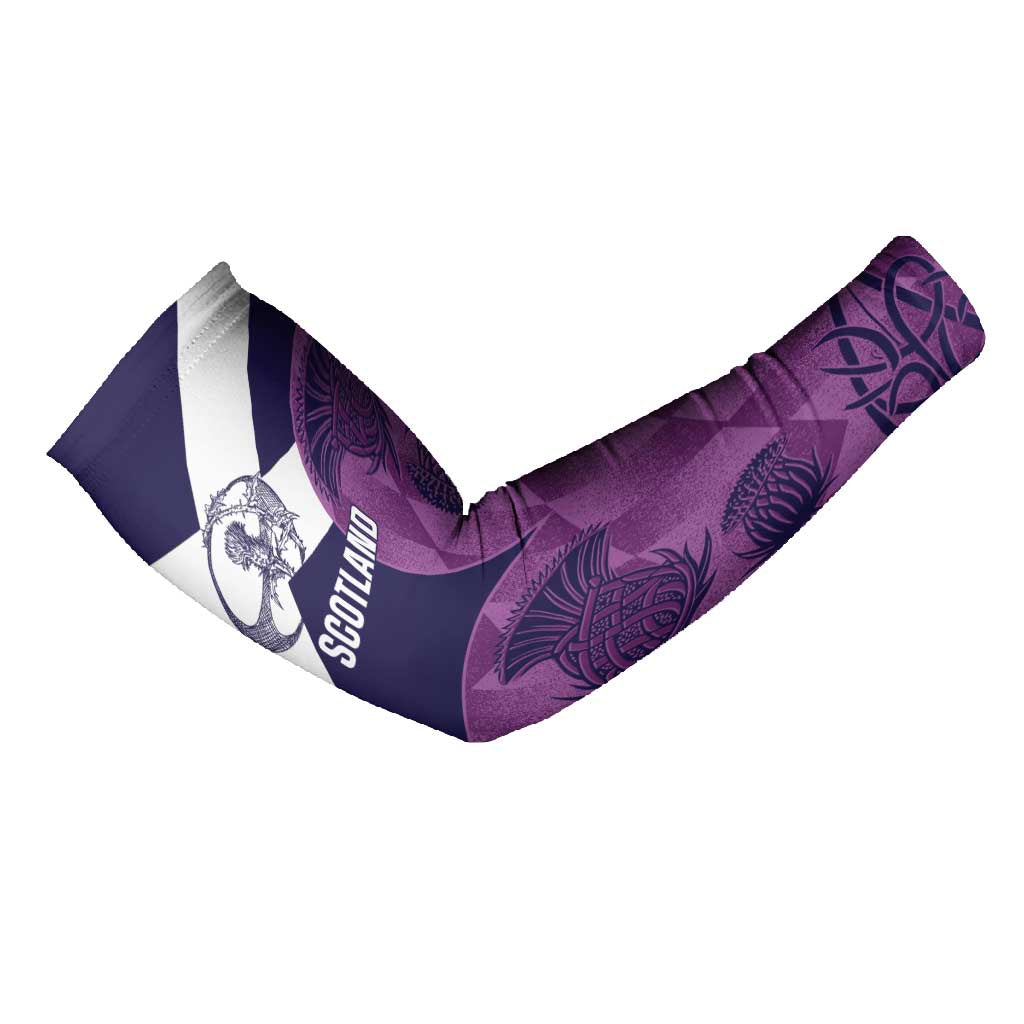 Scotland Rugby Custom Arm Sleeves Go Scottish Thistle Purple Version - Wonder Print Shop