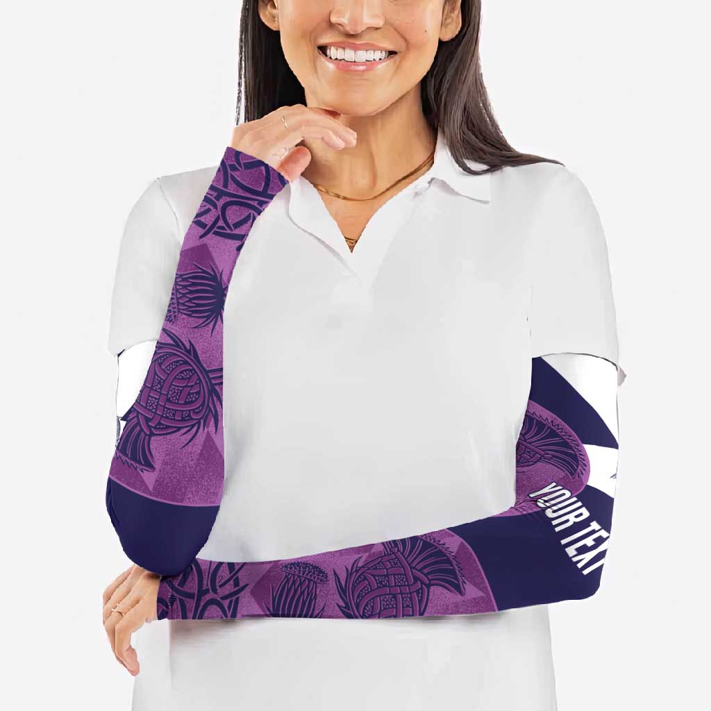 Scotland Rugby Custom Arm Sleeves Go Scottish Thistle Purple Version - Wonder Print Shop
