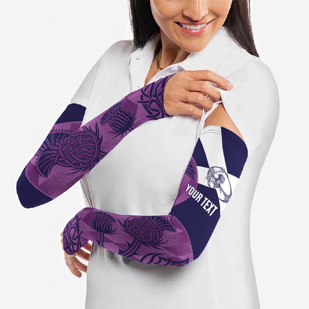 Scotland Rugby Custom Arm Sleeves Go Scottish Thistle Purple Version - Wonder Print Shop