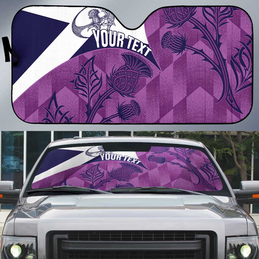 Scotland Rugby Custom Auto Sun Shade Go Scottish Thistle Purple Version - Wonder Print Shop