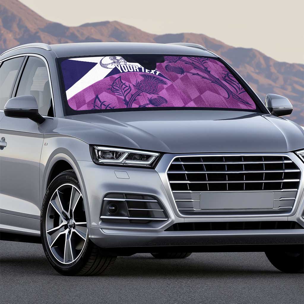 Scotland Rugby Custom Auto Sun Shade Go Scottish Thistle Purple Version - Wonder Print Shop