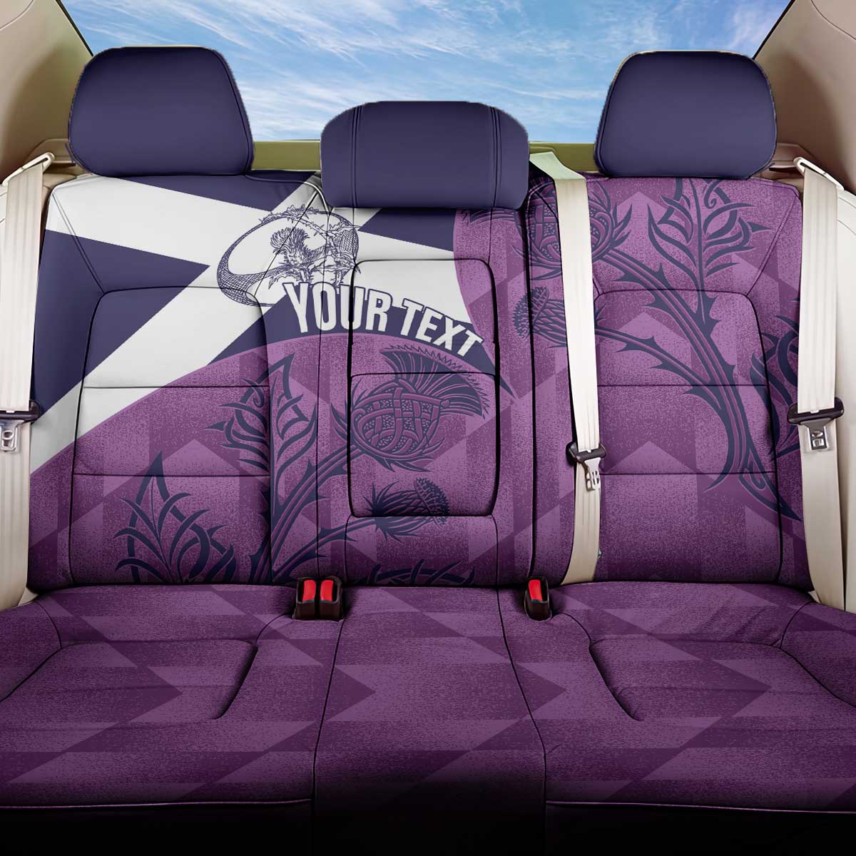 Scotland Rugby Custom Back Car Seat Cover Go Scottish Thistle Purple Version - Wonder Print Shop
