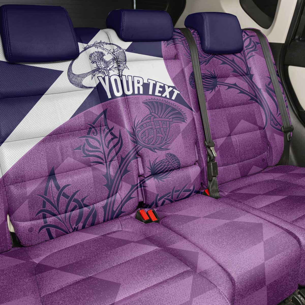 Scotland Rugby Custom Back Car Seat Cover Go Scottish Thistle Purple Version - Wonder Print Shop
