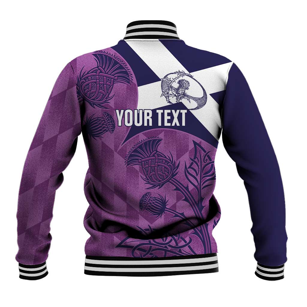 Scotland Rugby Custom Baseball Jacket Go Scottish Thistle Purple Version - Wonder Print Shop