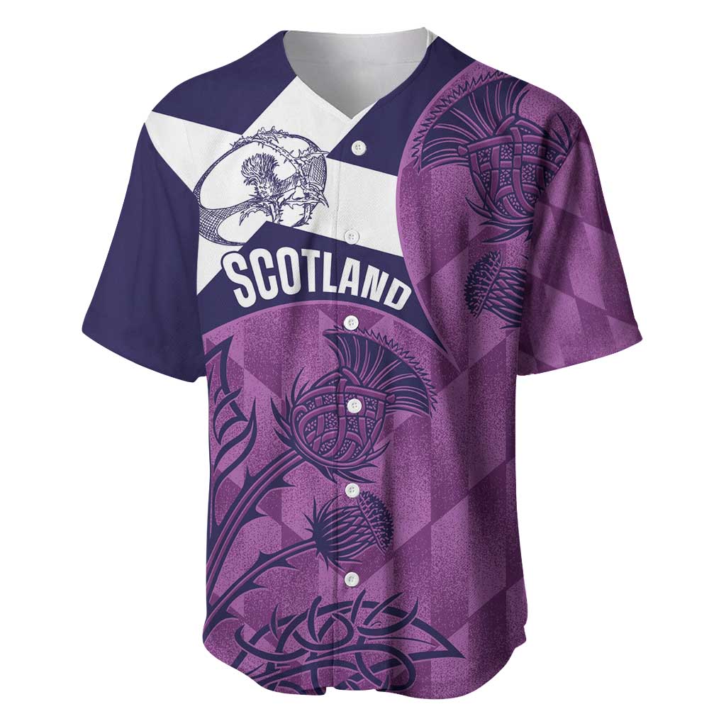 Scotland Rugby Custom Baseball Jersey Go Scottish Thistle Purple Version - Wonder Print Shop