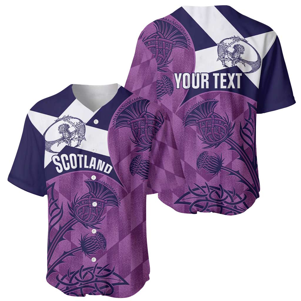 Scotland Rugby Custom Baseball Jersey Go Scottish Thistle Purple Version - Wonder Print Shop