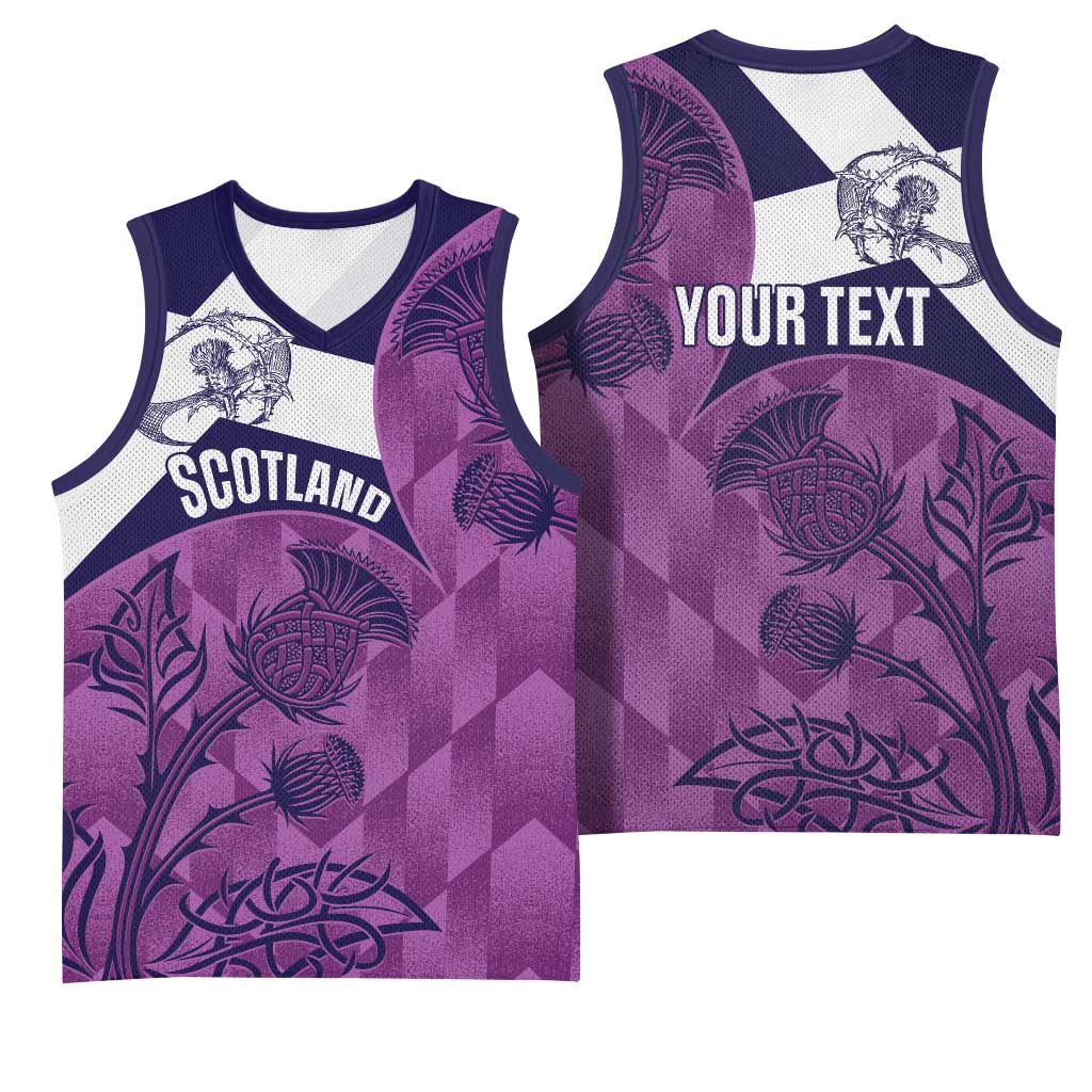 Scotland Rugby Custom Basketball Jersey Go Scottish Thistle Purple Version - Wonder Print Shop
