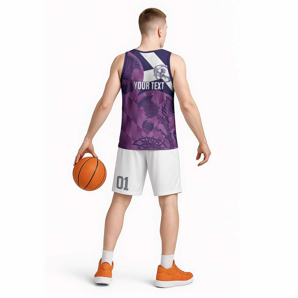 Scotland Rugby Custom Basketball Jersey Go Scottish Thistle Purple Version - Wonder Print Shop