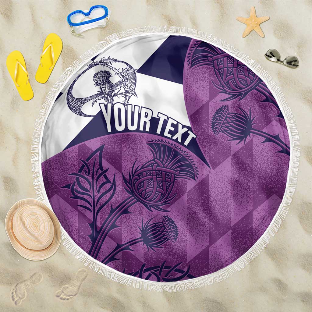 Scotland Rugby Custom Beach Blanket Go Scottish Thistle Purple Version - Wonder Print Shop