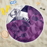 Scotland Rugby Custom Beach Blanket Go Scottish Thistle Purple Version - Wonder Print Shop