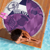 Scotland Rugby Custom Beach Blanket Go Scottish Thistle Purple Version - Wonder Print Shop