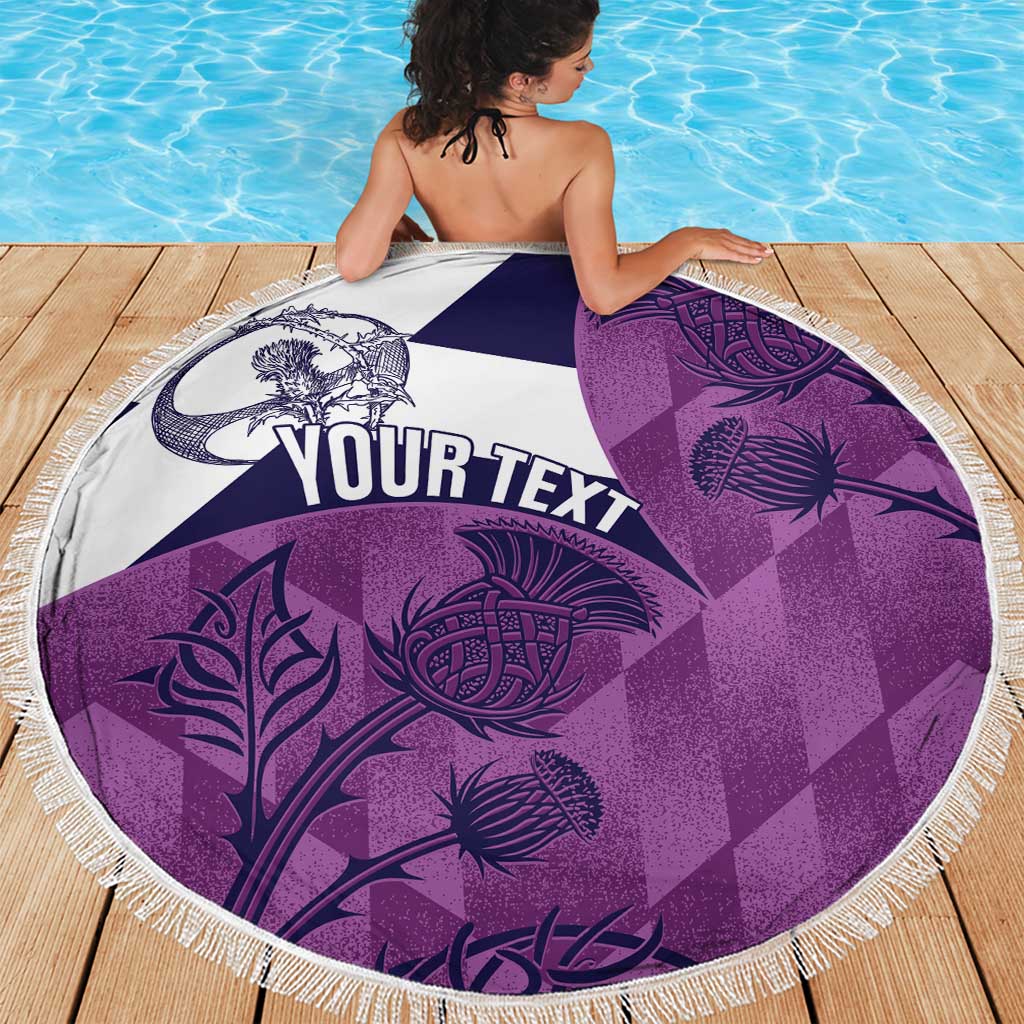 Scotland Rugby Custom Beach Blanket Go Scottish Thistle Purple Version - Wonder Print Shop