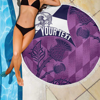 Scotland Rugby Custom Beach Blanket Go Scottish Thistle Purple Version - Wonder Print Shop