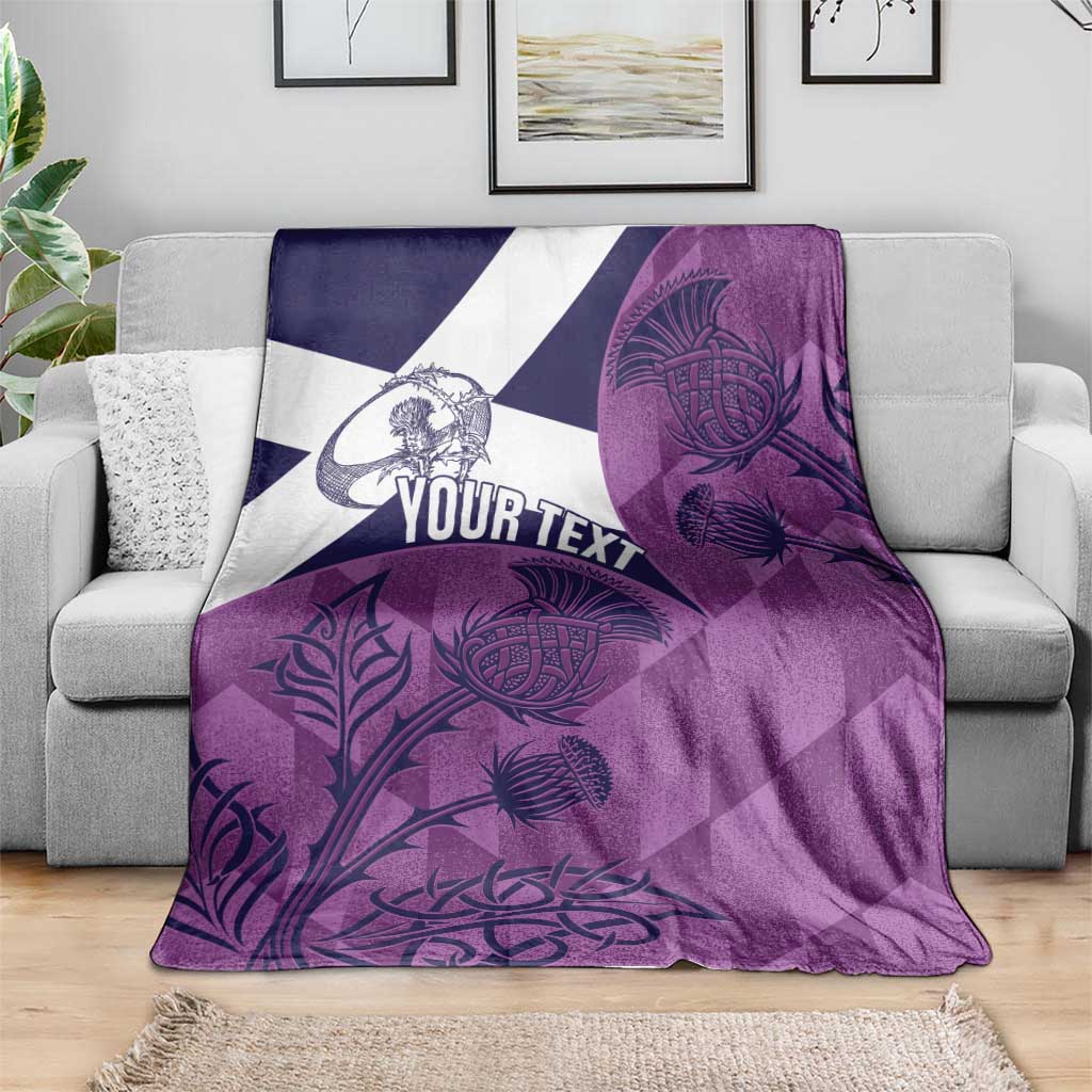 Scotland Rugby Custom Blanket Go Scottish Thistle Purple Version - Wonder Print Shop