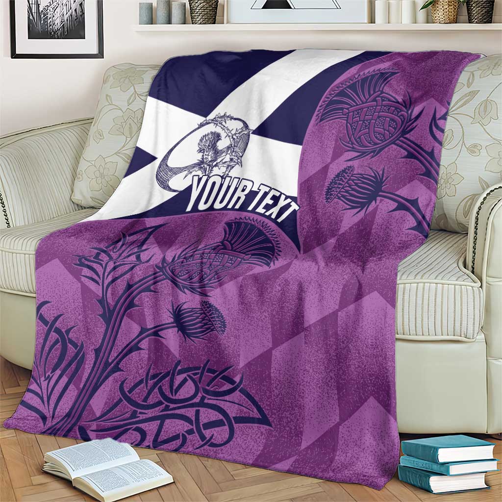 Scotland Rugby Custom Blanket Go Scottish Thistle Purple Version - Wonder Print Shop
