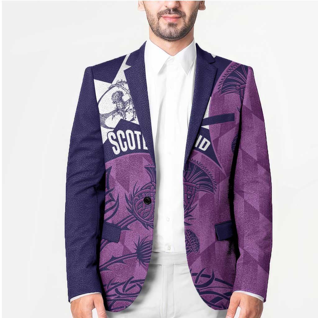Scotland Rugby Custom Blazer Go Scottish Thistle Purple Version - Wonder Print Shop