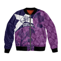 Scotland Rugby Custom Bomber Jacket Go Scottish Thistle Purple Version - Wonder Print Shop
