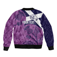 Scotland Rugby Custom Bomber Jacket Go Scottish Thistle Purple Version - Wonder Print Shop