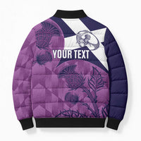 Scotland Rugby Custom Bomber Puffer Jacket Go Scottish Thistle Purple Version - Wonder Print Shop