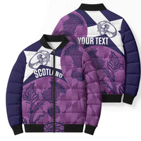 Scotland Rugby Custom Bomber Puffer Jacket Go Scottish Thistle Purple Version - Wonder Print Shop