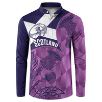 Scotland Rugby Custom Button Sweatshirt Go Scottish Thistle Purple Version - Wonder Print Shop