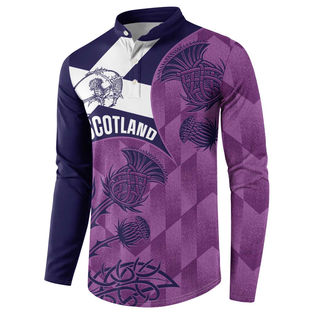 Scotland Rugby Custom Button Sweatshirt Go Scottish Thistle Purple Version - Wonder Print Shop