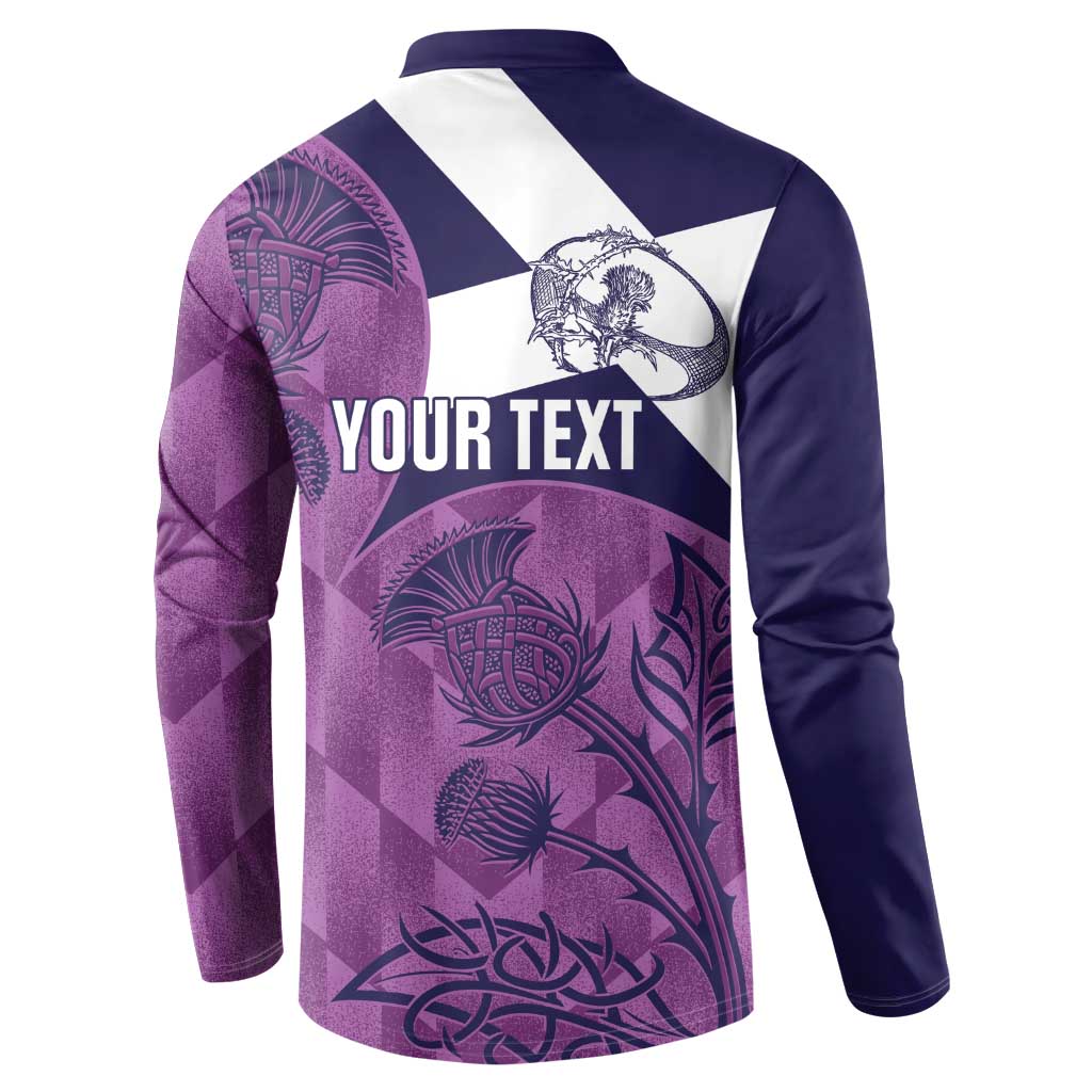 Scotland Rugby Custom Button Sweatshirt Go Scottish Thistle Purple Version - Wonder Print Shop