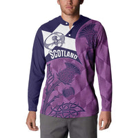 Scotland Rugby Custom Button Sweatshirt Go Scottish Thistle Purple Version - Wonder Print Shop