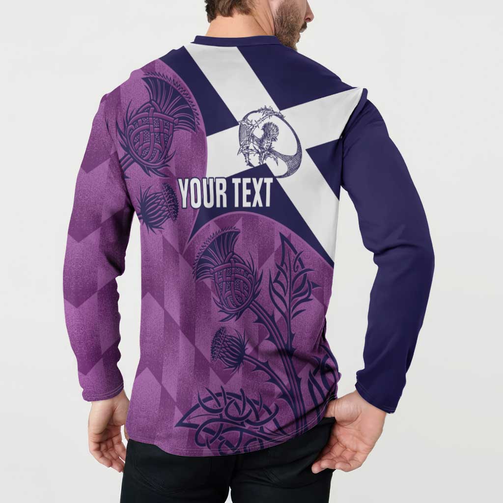 Scotland Rugby Custom Button Sweatshirt Go Scottish Thistle Purple Version - Wonder Print Shop