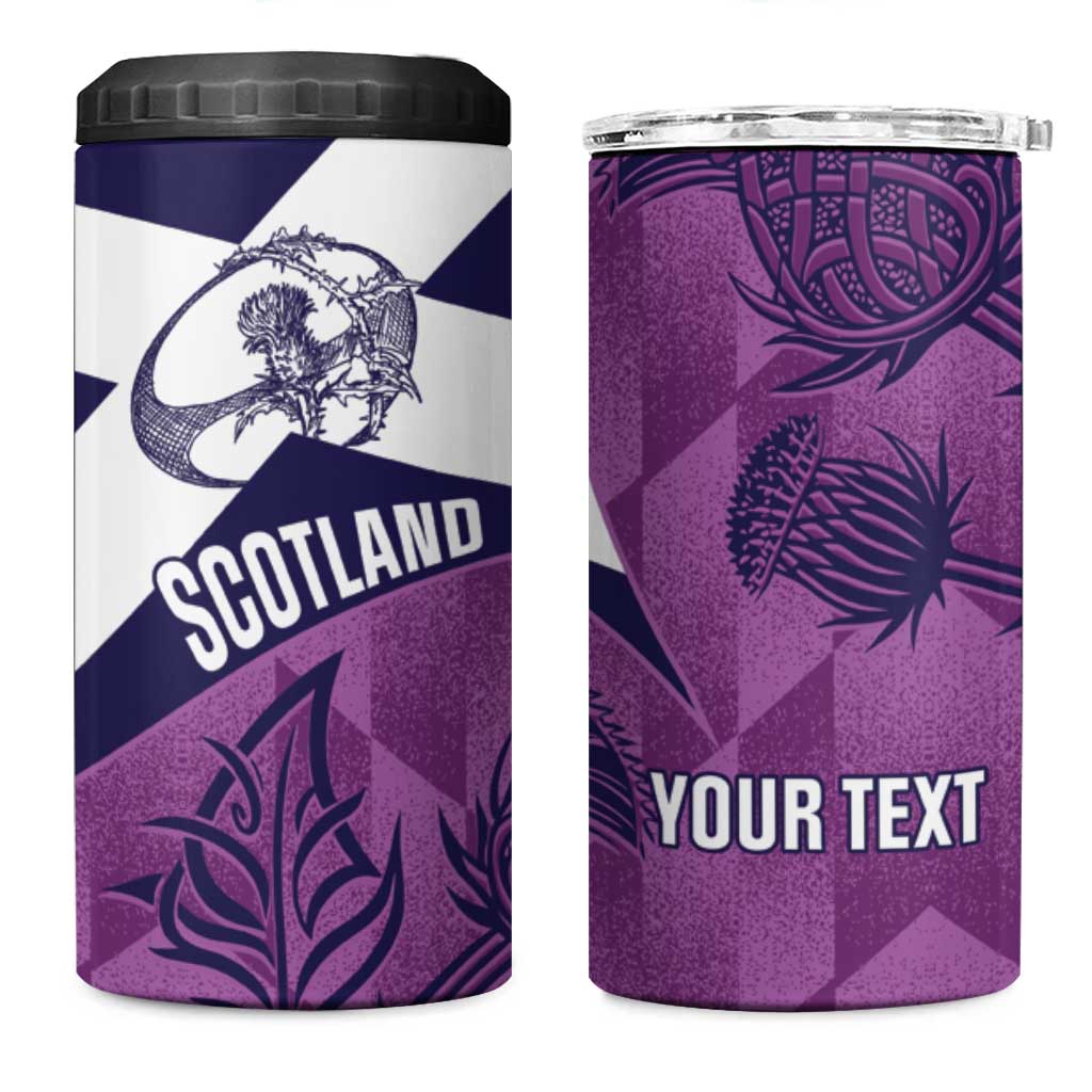 Scotland Rugby Custom 4 in 1 Can Cooler Tumbler Go Scottish Thistle Purple Version - Wonder Print Shop