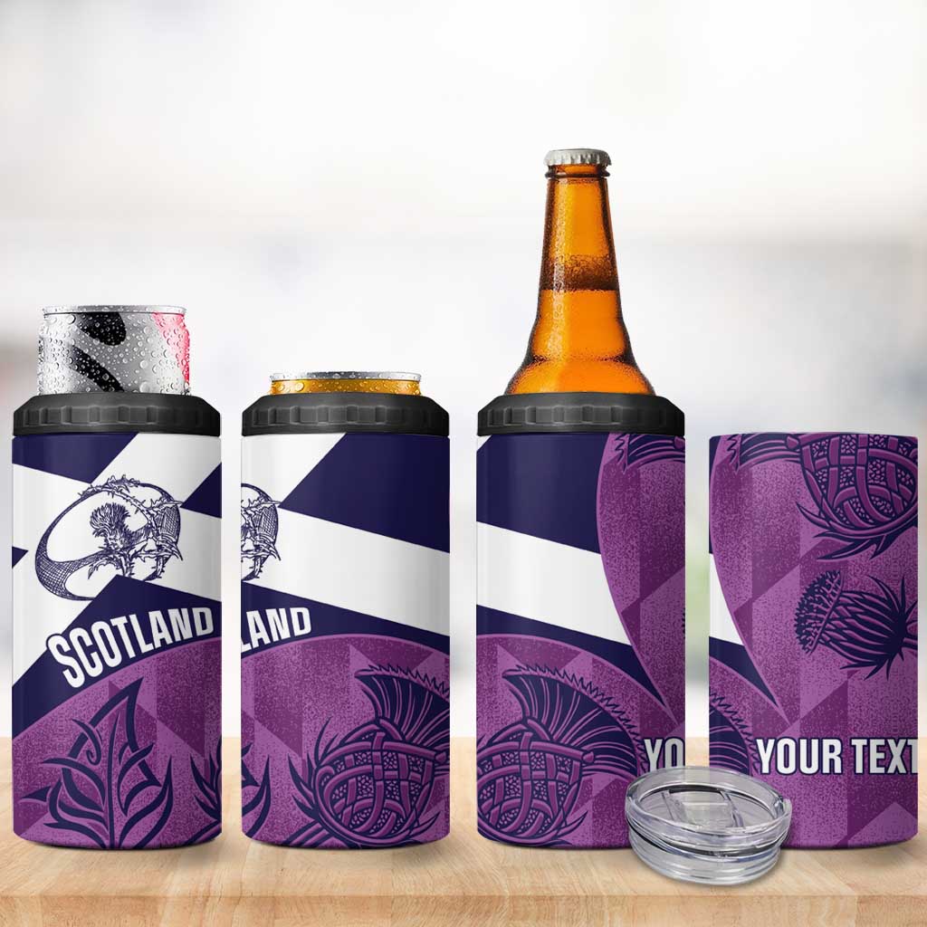 Scotland Rugby Custom 4 in 1 Can Cooler Tumbler Go Scottish Thistle Purple Version - Wonder Print Shop