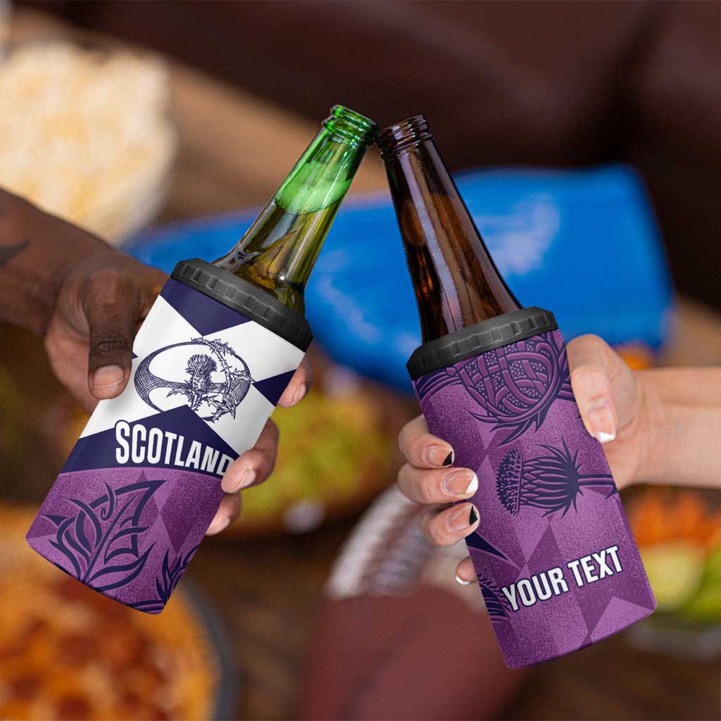 Scotland Rugby Custom 4 in 1 Can Cooler Tumbler Go Scottish Thistle Purple Version - Wonder Print Shop