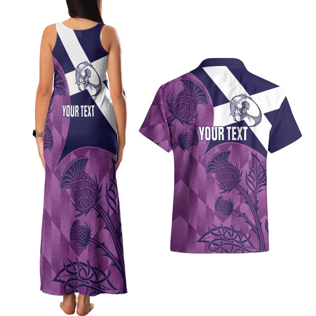 Scotland Rugby Custom Couples Matching Tank Maxi Dress and Hawaiian Shirt Go Scottish Thistle Purple Version - Wonder Print Shop