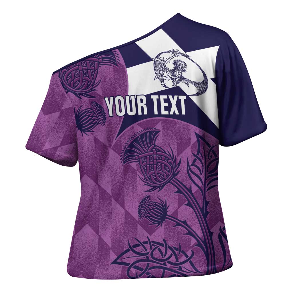 Scotland Rugby Custom Cross Shoulder Shirt Go Scottish Thistle Purple Version - Wonder Print Shop