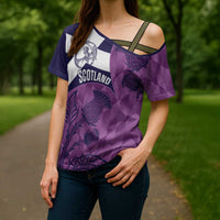 Scotland Rugby Custom Cross Shoulder Shirt Go Scottish Thistle Purple Version - Wonder Print Shop