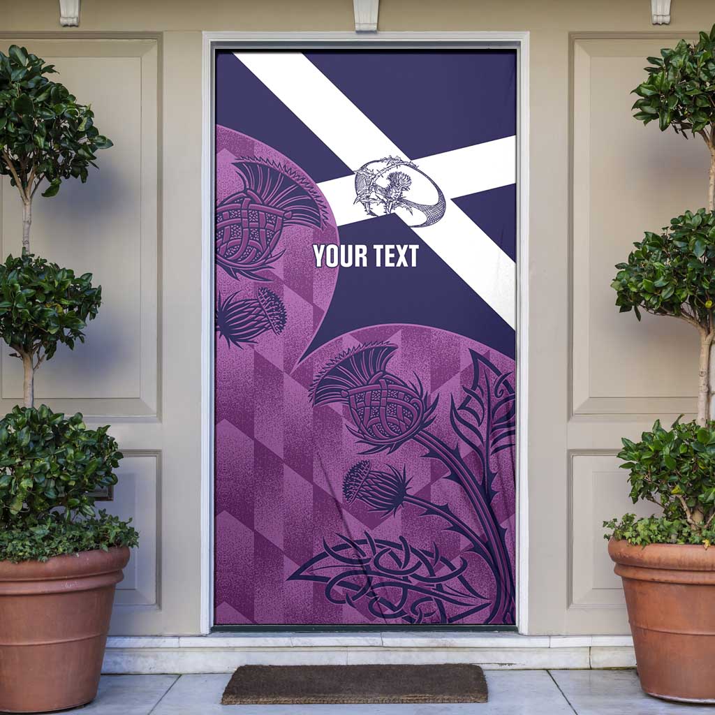 Scotland Rugby Custom Door Cover Go Scottish Thistle Purple Version - Wonder Print Shop