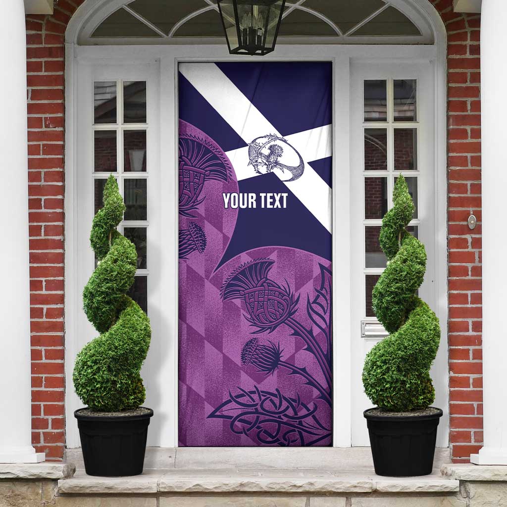 Scotland Rugby Custom Door Cover Go Scottish Thistle Purple Version - Wonder Print Shop