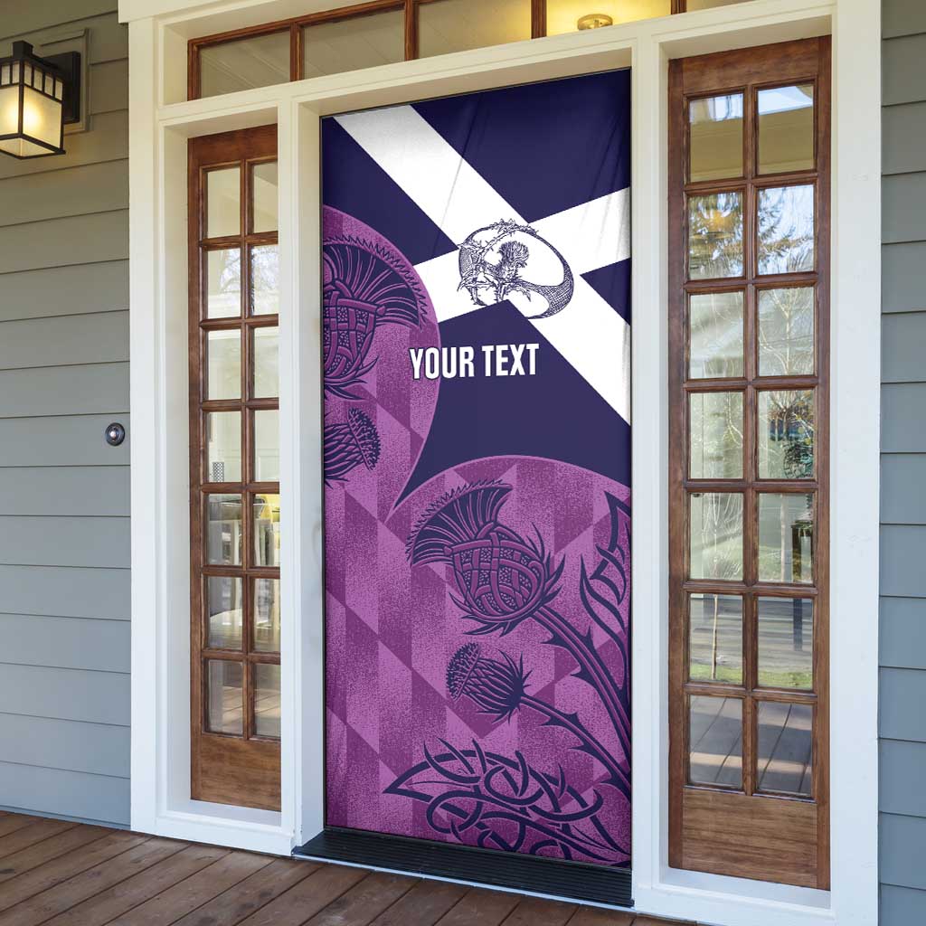 Scotland Rugby Custom Door Cover Go Scottish Thistle Purple Version - Wonder Print Shop