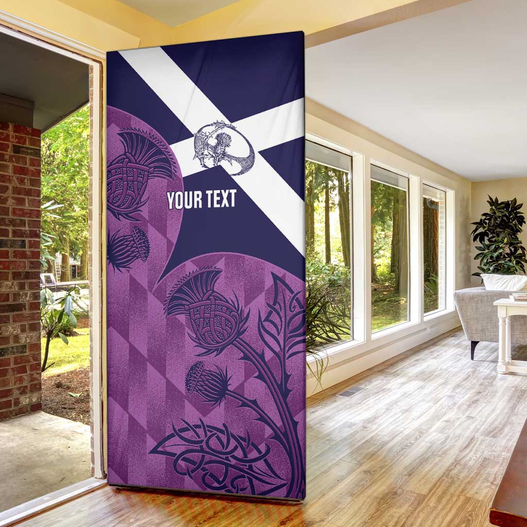 Scotland Rugby Custom Door Cover Go Scottish Thistle Purple Version - Wonder Print Shop