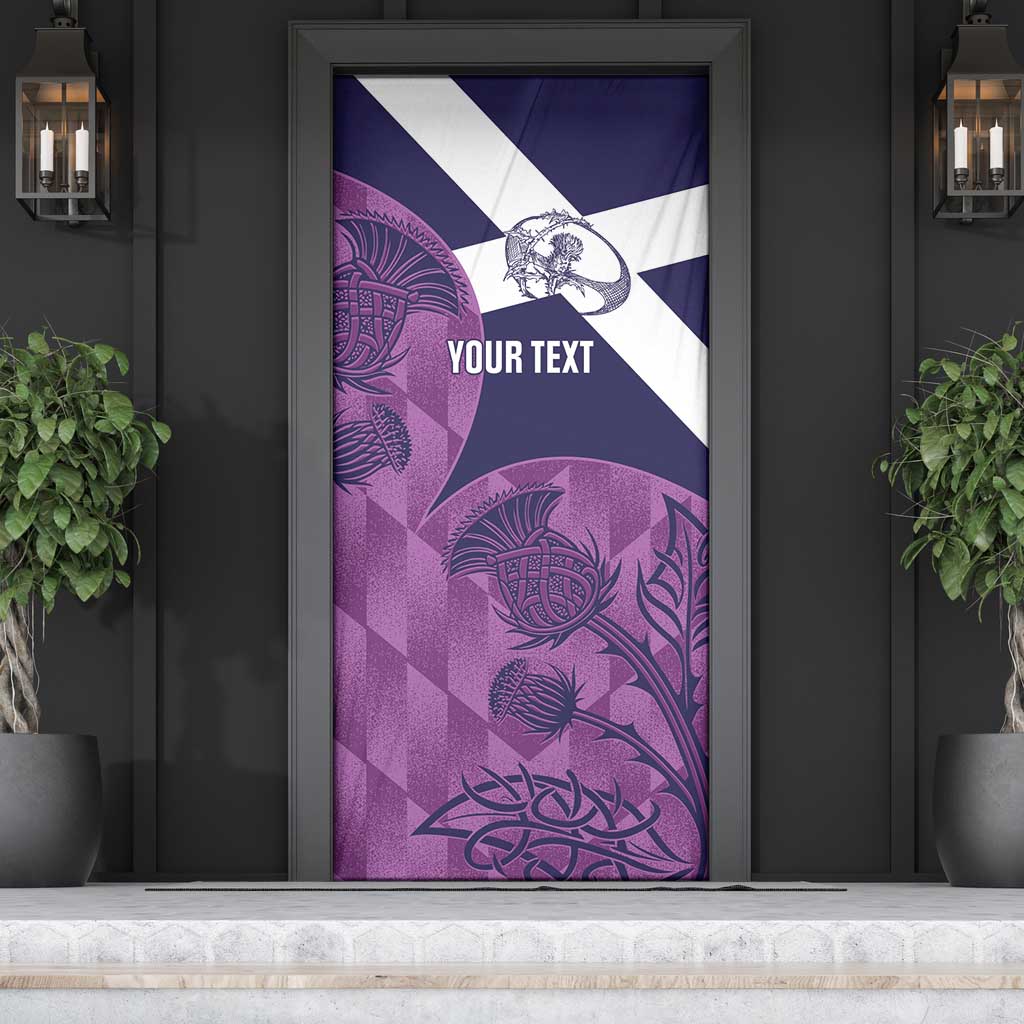 Scotland Rugby Custom Door Cover Go Scottish Thistle Purple Version - Wonder Print Shop