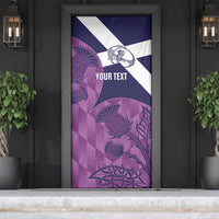 Scotland Rugby Custom Door Cover Go Scottish Thistle Purple Version - Wonder Print Shop