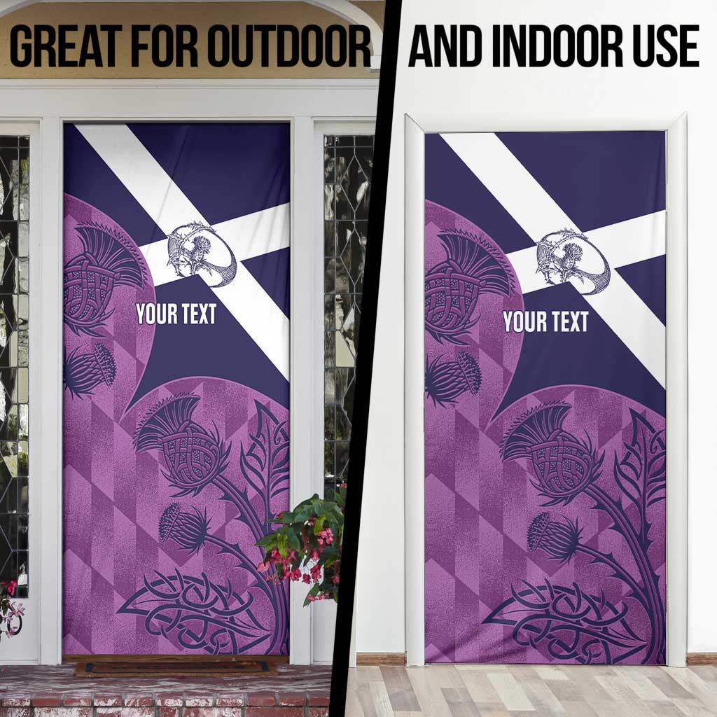 Scotland Rugby Custom Door Cover Go Scottish Thistle Purple Version - Wonder Print Shop