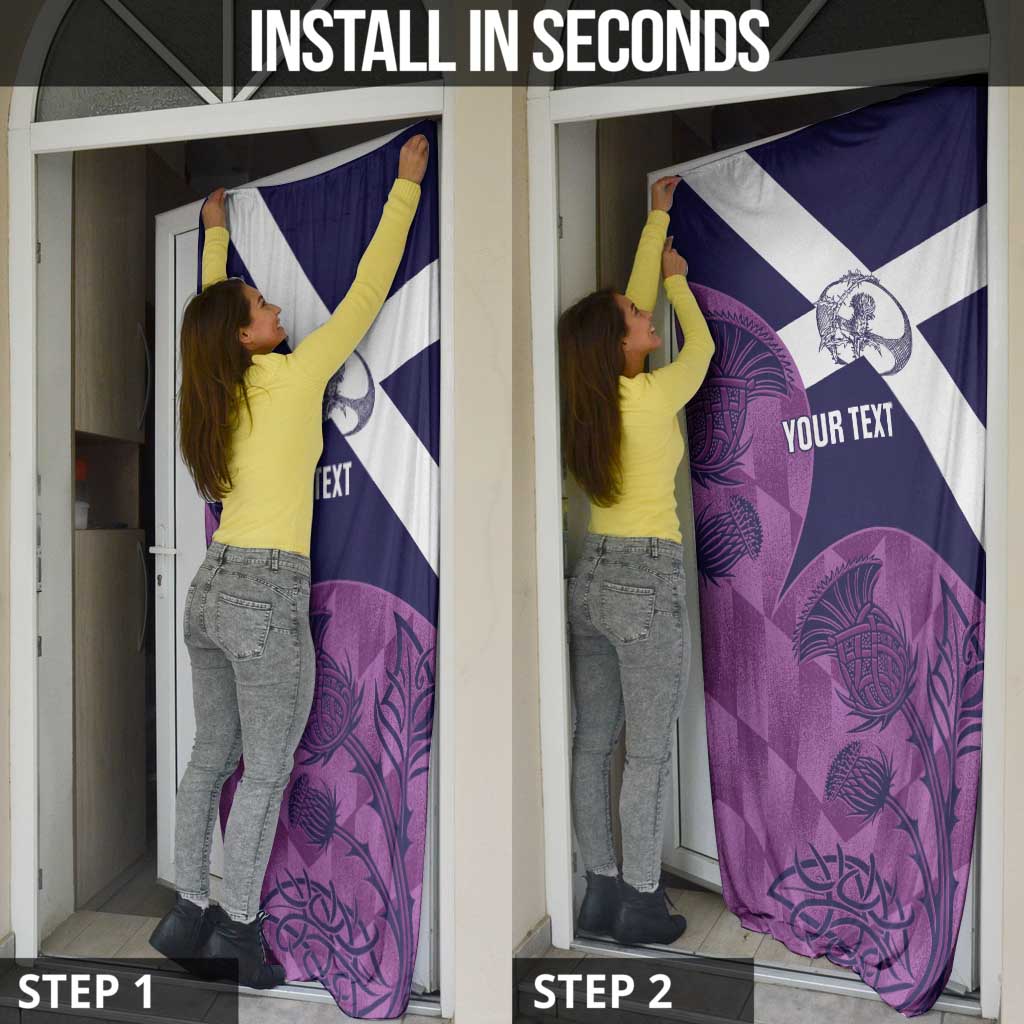 Scotland Rugby Custom Door Cover Go Scottish Thistle Purple Version - Wonder Print Shop