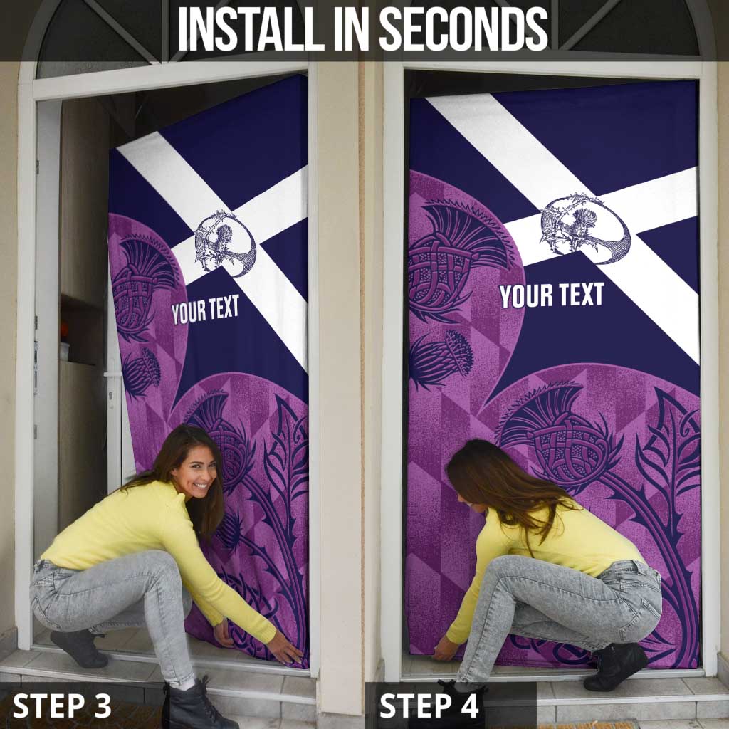 Scotland Rugby Custom Door Cover Go Scottish Thistle Purple Version - Wonder Print Shop