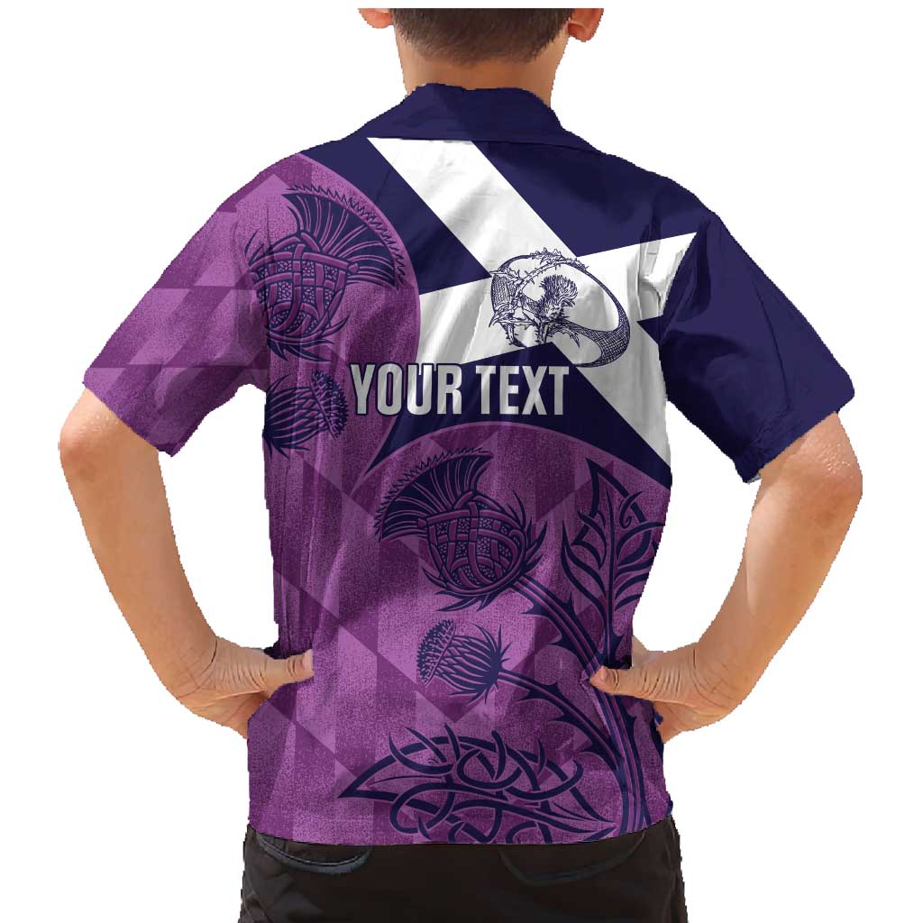 Scotland Rugby Custom Family Matching Mermaid Dress and Hawaiian Shirt Go Scottish Thistle Purple Version - Wonder Print Shop