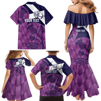 Scotland Rugby Custom Family Matching Mermaid Dress and Hawaiian Shirt Go Scottish Thistle Purple Version - Wonder Print Shop