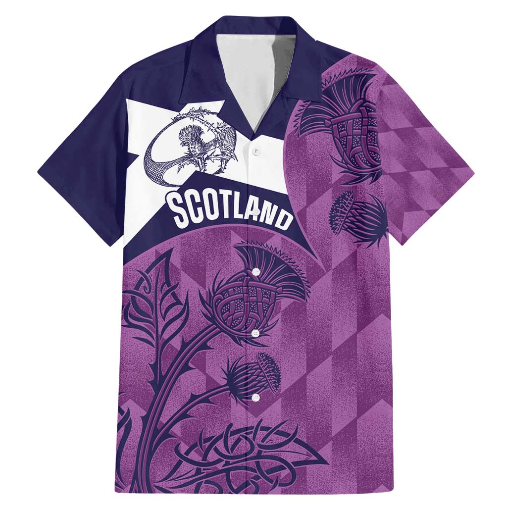 Scotland Rugby Custom Family Matching Mermaid Dress and Hawaiian Shirt Go Scottish Thistle Purple Version - Wonder Print Shop