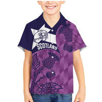 Scotland Rugby Custom Family Matching Mermaid Dress and Hawaiian Shirt Go Scottish Thistle Purple Version - Wonder Print Shop