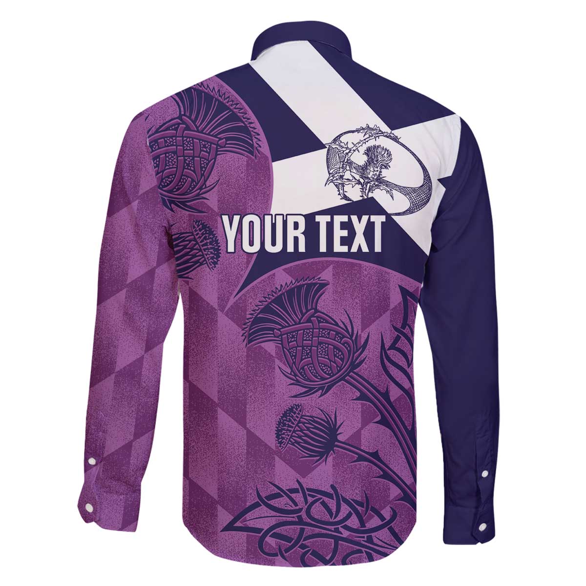 Scotland Rugby Custom Family Matching Off The Shoulder Long Sleeve Dress and Hawaiian Shirt Go Scottish Thistle Purple Version - Wonder Print Shop